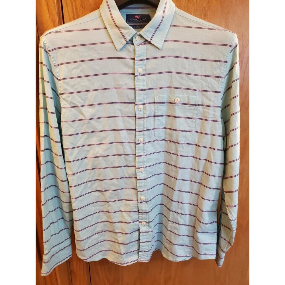 VINEYARD VINES SLIM LONGSHORE STRIPED SHIRT BLUE MENS SIZE LARGE